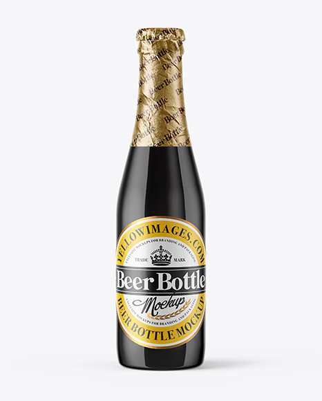 Amber Glass Stout Beer Bottle Mockup