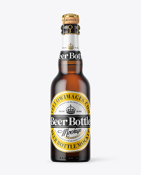 375ml Amber Glass Beer Bottle Mockup