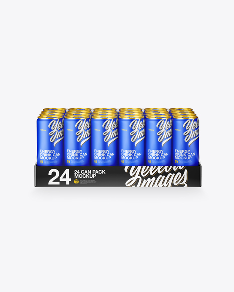 Transparent Pack with 24 Matte Aluminium Cans Mockup