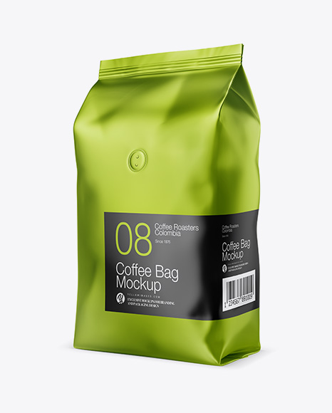 1kg Matte Metallic Coffee Bag Mockup