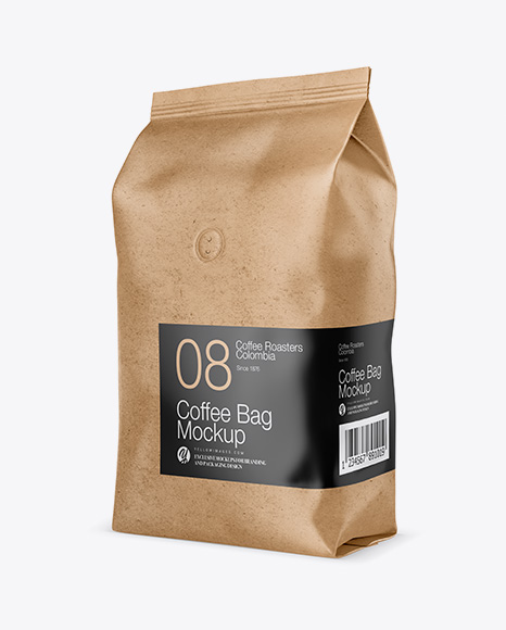 1kg Kraft Paper Coffee Bag Mockup