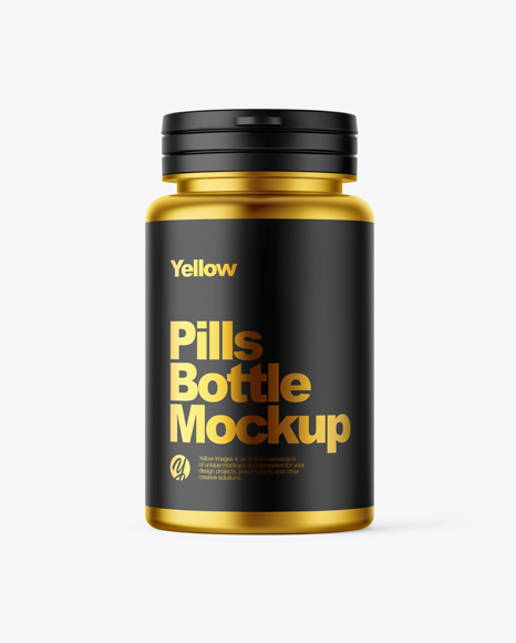 Metallic Pills Bottle Mockup