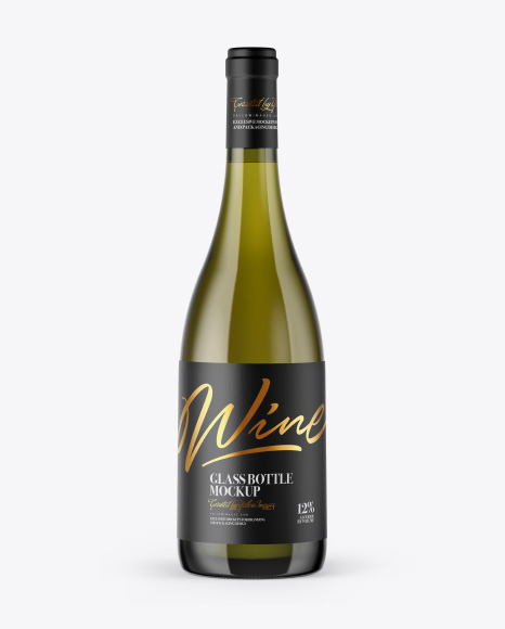 Green Glass Bottle with White Wine Mockup