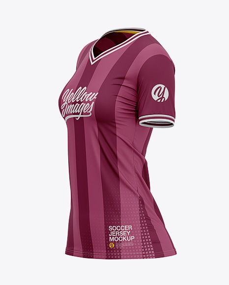 Women's Soccer V-Neck Jersey Mockup – Side View - Football T-shirt