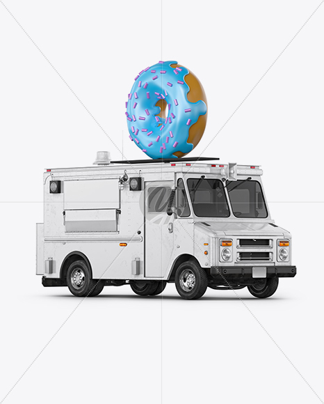 Foodtruck with Donut Mockup - Half Side View