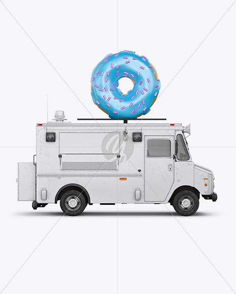Foodtruck with Donut Mockup - Side View