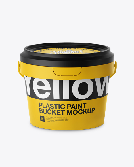 Plastic Paint Bucket Mockup - Front view (High-Angle Shot)