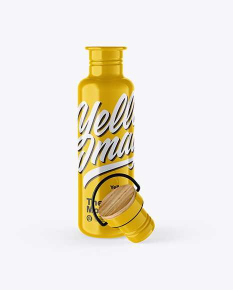 Opened Glossy Thermos Mockup