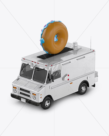 Foodtruck with Donut Mockup - Half Side View (High-Angle Shot)