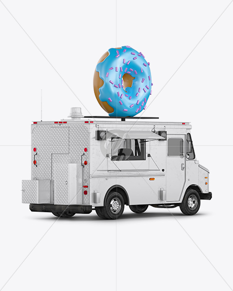 Foodtruck with Donut Mockup - Back Half Side View