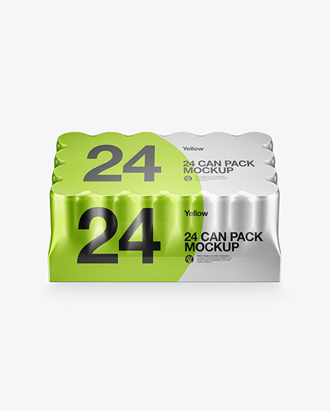 Metallic Pack with 24 Cans Mockup