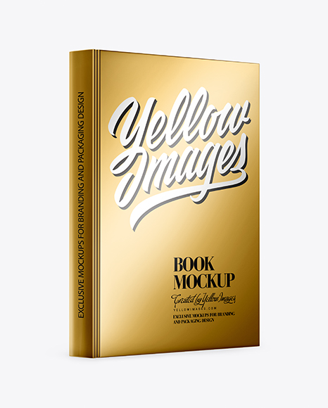 Book w/ Metallic Cover Mockup - Half Side View