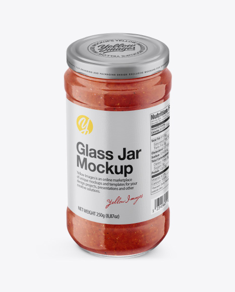 Glass Jar with Sauce Mockup - High Angle Shot