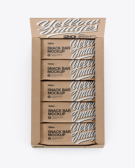 20 Snack Bars Kraft Box Mockup
