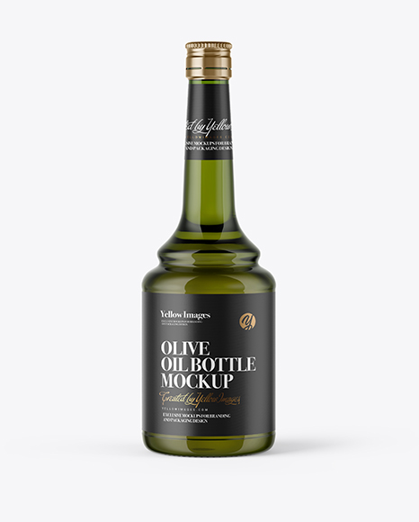 600ml Green Glass Olive Oil Bottle Mockup