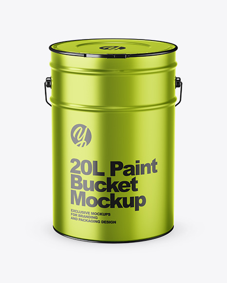 20L Metallic Paint Bucket Mockup