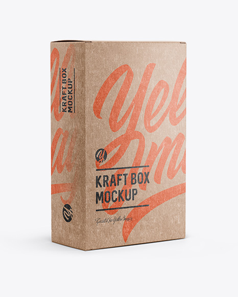 Kraft Paper Box Mockup - Half Side View