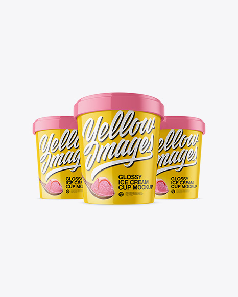 Three Glossy Ice Cream Cups Mockup
