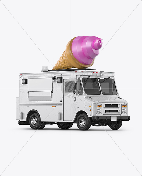 Ice Cream Food Truck Mockup - Half Side View