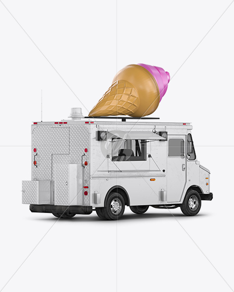 Ice Cream Food Truck Mockup - Back Half Side View