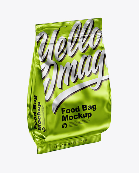 Glossy Metallic Food Bag Mockup