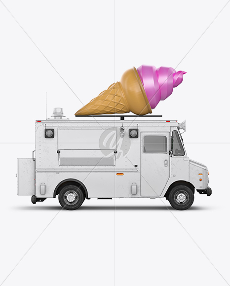 Ice Cream Food Truck Mockup - Side View