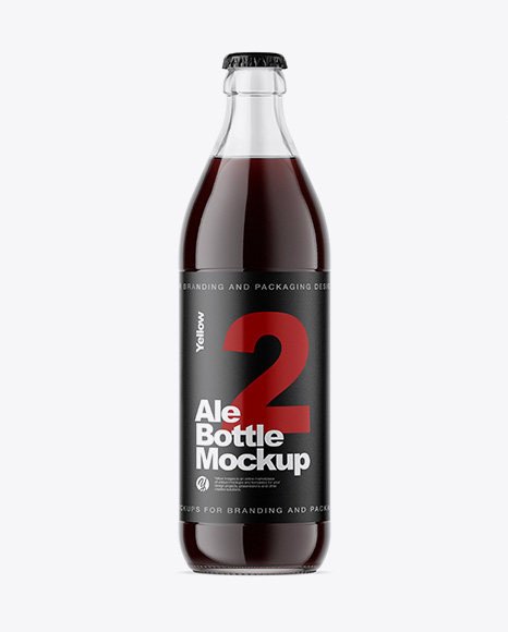 Clear Glass Bottle With Brown Ale Mockup