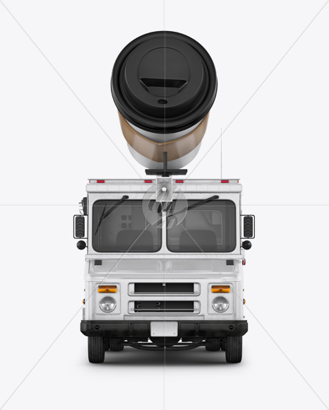 Foodtruck with Coffee Cup Mockup - Front View