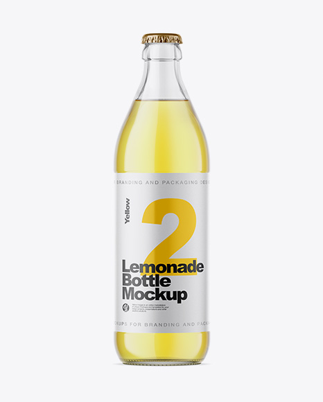 Clear Glass Bottle With Lemonade Mockup