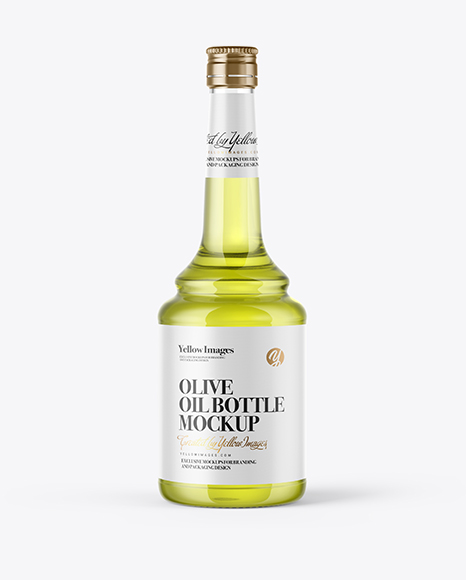 600ml Clear Glass Olive Oil Bottle Mockup