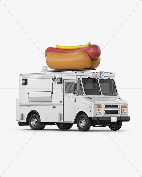 Hot Dog Truck Mockup - Half Side View