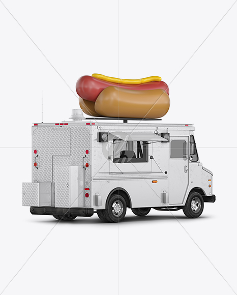 Hot Dog Truck Mockup - Back Half Side View