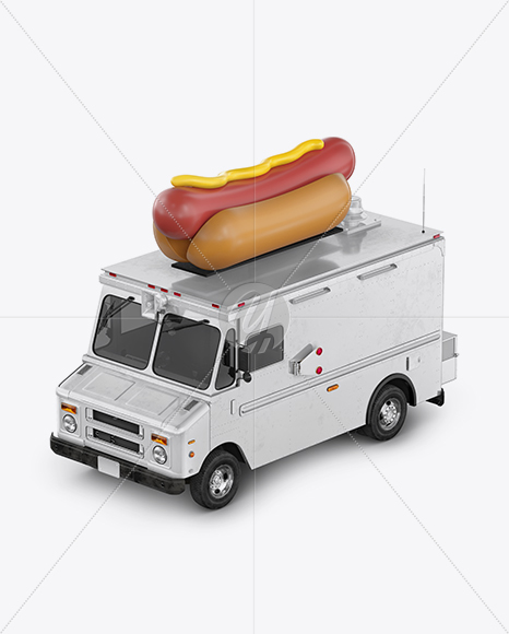 Hot Dog Truck Mockup - Half Side View (High-Angle Shot)