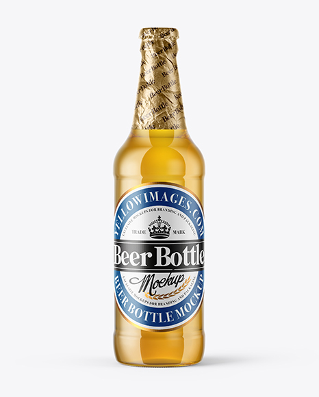 500ml Clear Glass Lager Beer Bottle Mockup