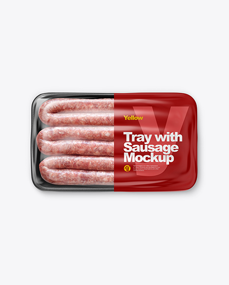 Plastic Tray With Sausage Mockup