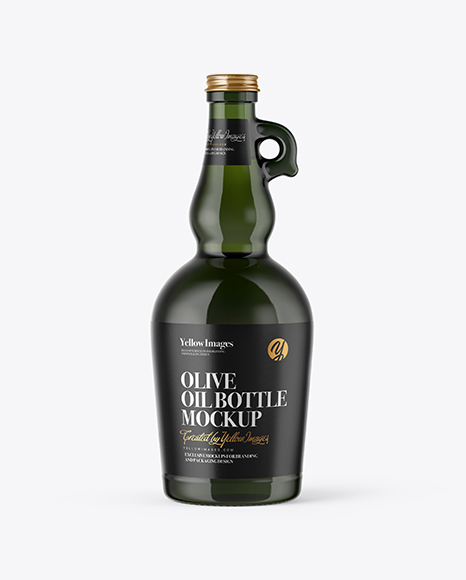 750ml Green Glass Olive Oil Bottle Mockup