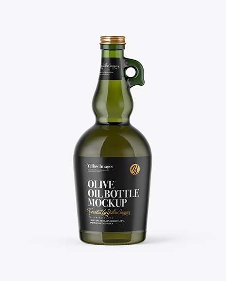 750ml Green Glass Olive Oil Bottle Mockup