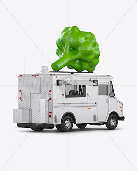 Vegan Food Truck Mockup - Back Half Side View
