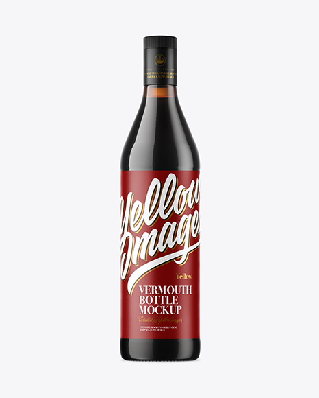 Amber Glass Vermouth Bottle Mockup