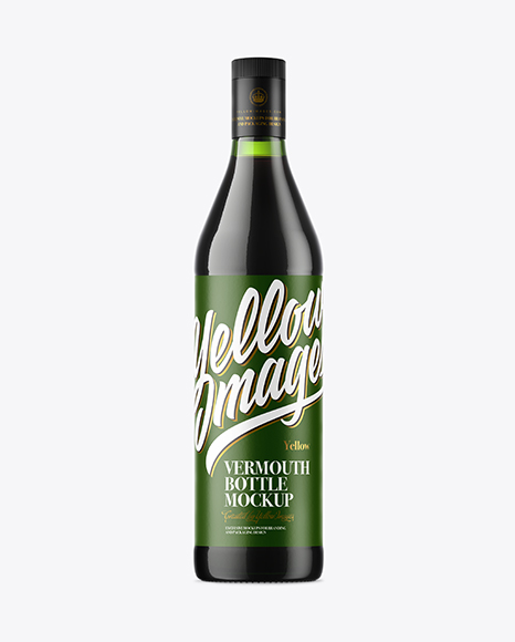 Green Glass Vermouth Bottle Mockup