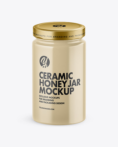 Glossy Ceramic Honey Jar Mockup