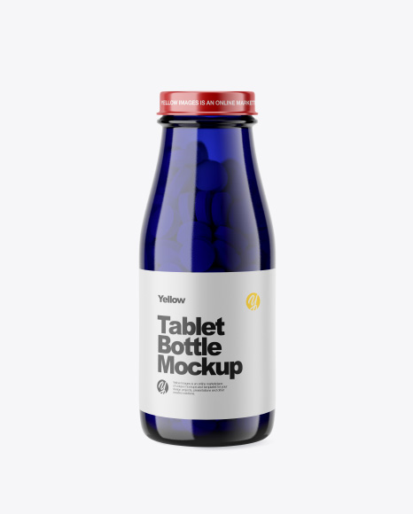 Blue Tablet Bottle Mockup