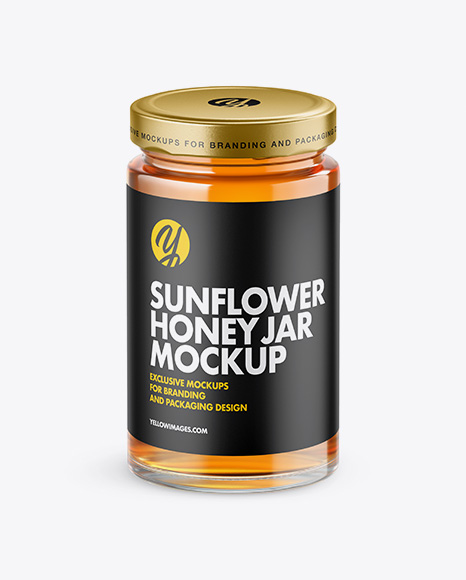 Clear Glass Sunflower Honey Jar Mockup