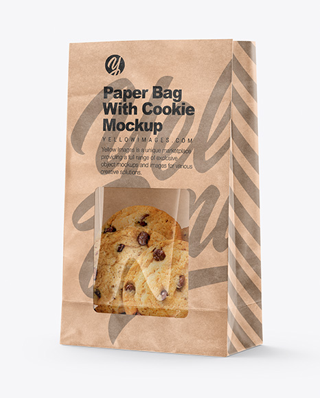 Kraft Bag with Cookie Mockup