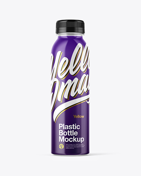 Plastic Transparent Bottle in Glossy Shrink Sleeve Mockup