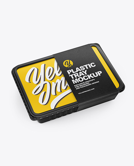 Plastic Tray with Paper Label Mockup