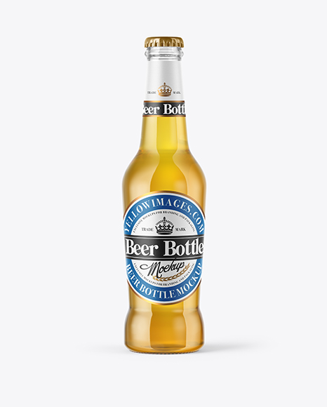 330ml Clear Glass Lager Beer Bottle Mockup