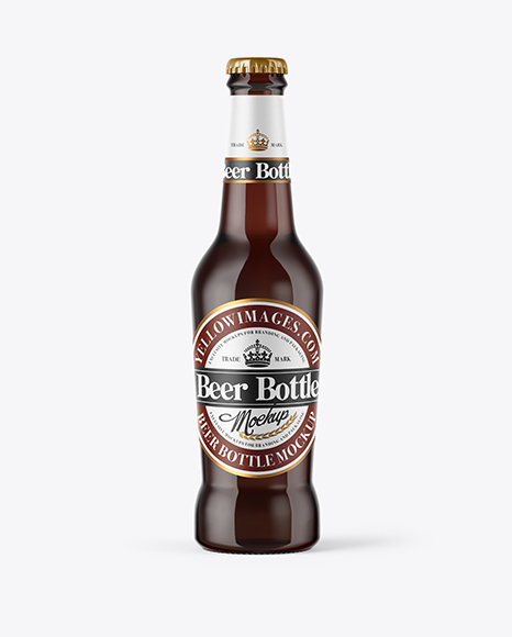 330ml Amber Glass Bottle With Red Ale Mockup