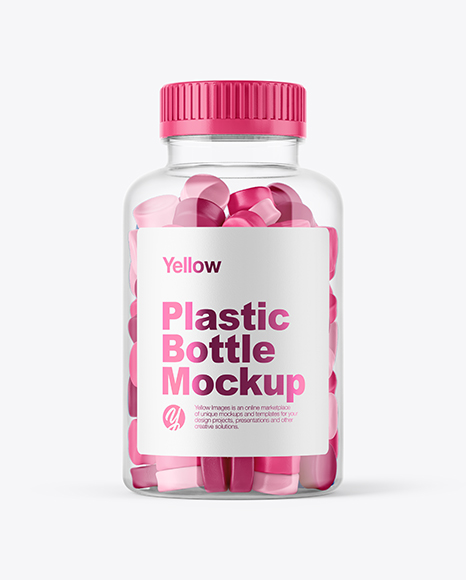 Plastic Bottle with Gummies Mockup