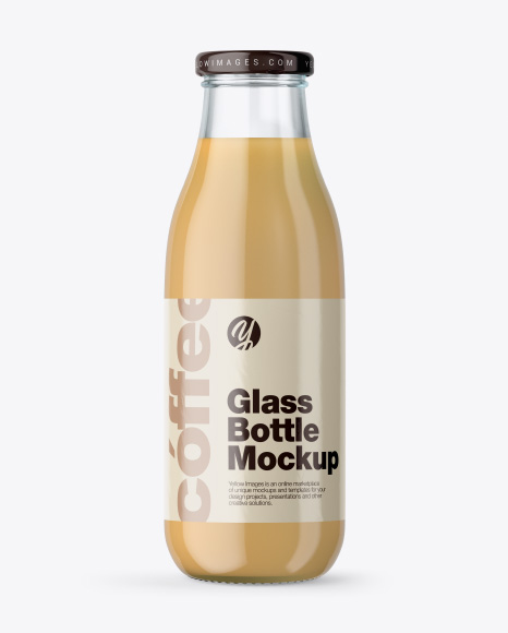 Clear Glass Bottle With Cold Brew Latte Mockup